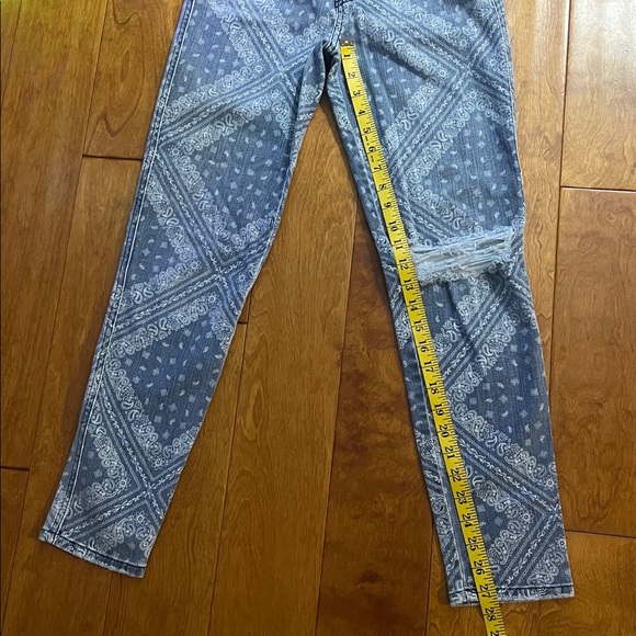Revice La La Land Jeans Blue Bandana Print Distressed Skinny USA Premium Denim - Picture 6 of 13